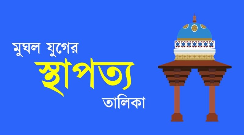 মুঘল যুগের স্থাপত্য তালিকা PDF